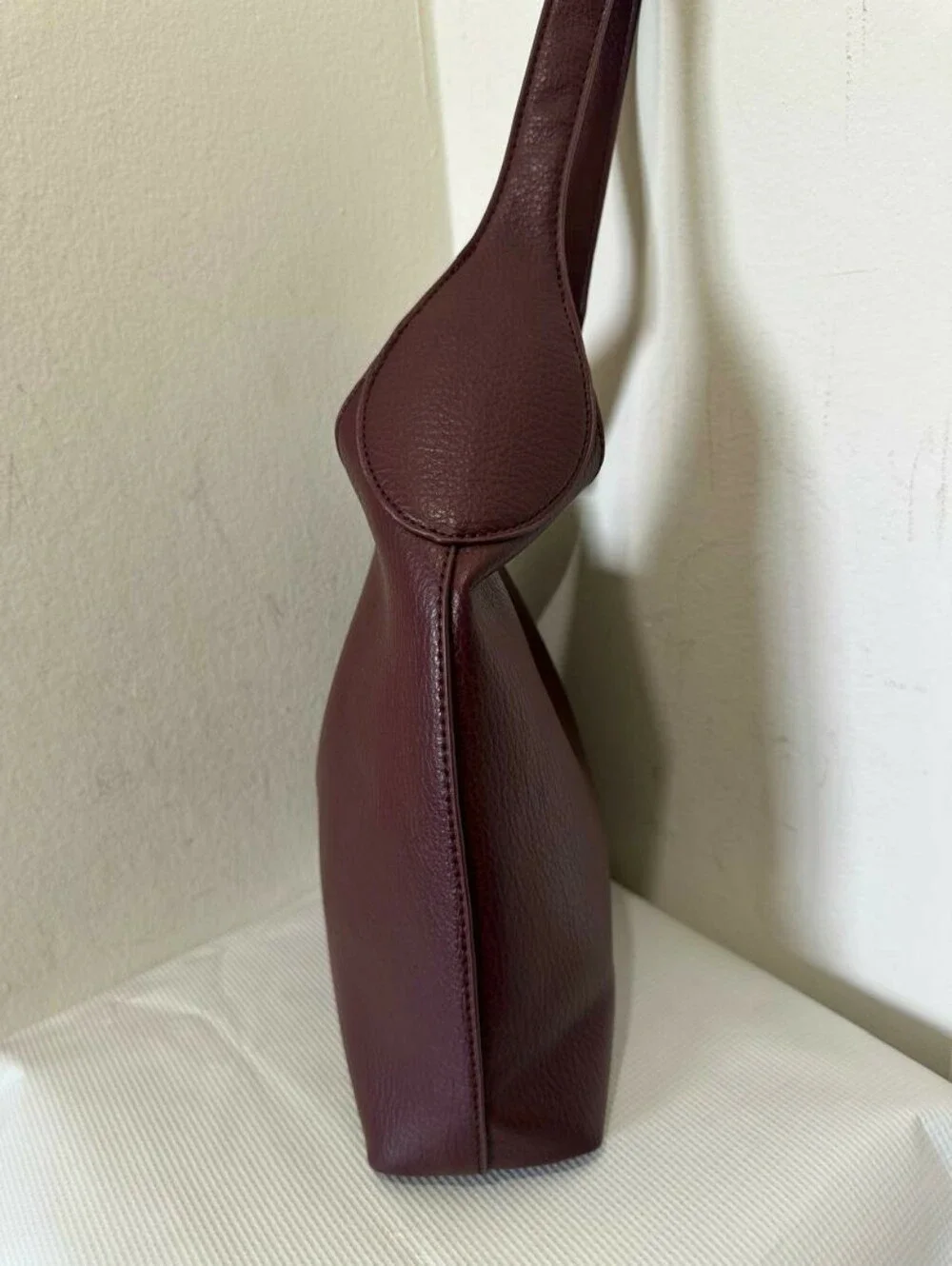 Hobo Dark Red Bags for Women Soft Vegan Leather Slouchy Tote Shoulder Handbag